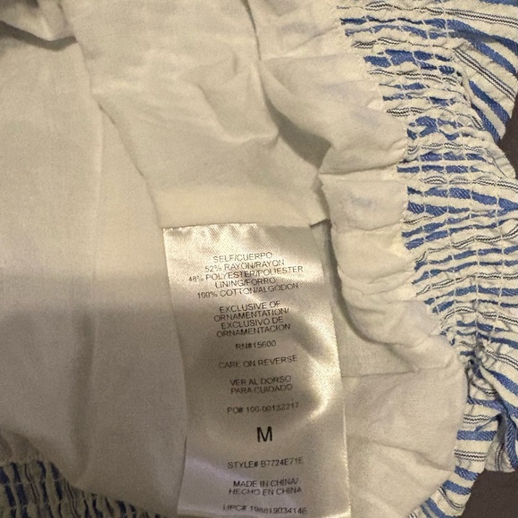 Democracy Three Quarter Tucked Sleeve Button Down Spliced Stripe Woven Shirt - Picture 6 of 8